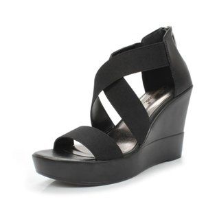 NEW Women's Zip Closure Crisscross Straps Platform Wedge Sandal